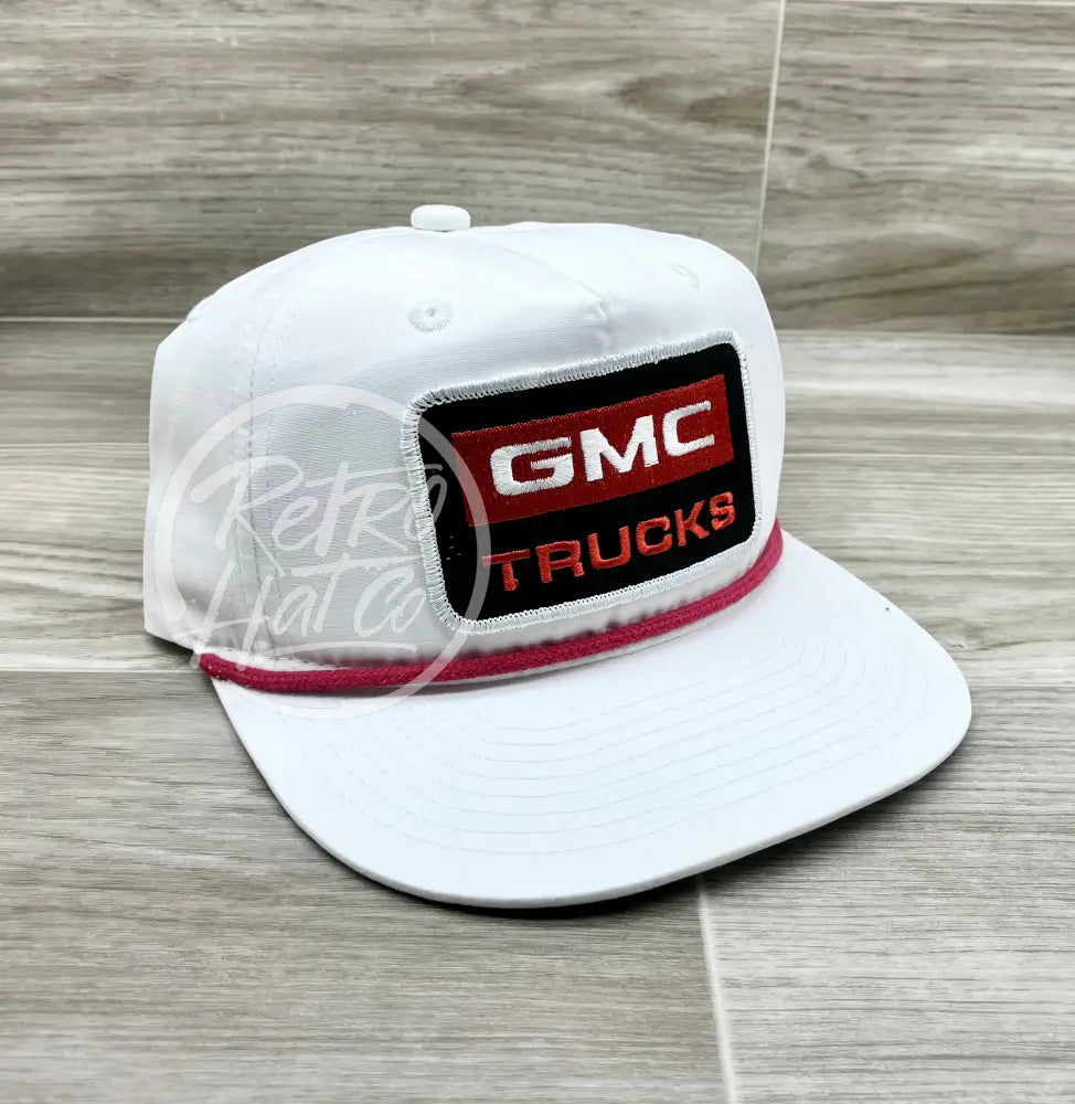 GMC Trucks Embroidered Patch Flat Bill Snapback Mesh Hat Cap White & Gray Retro Accessories | Gmc Trucks Embroidered Patch Flat Bill  main image 2