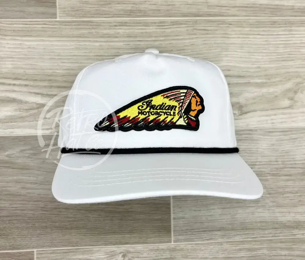 Indian Motorcycle Chief Headdress Yellow on Retro Rope Hat