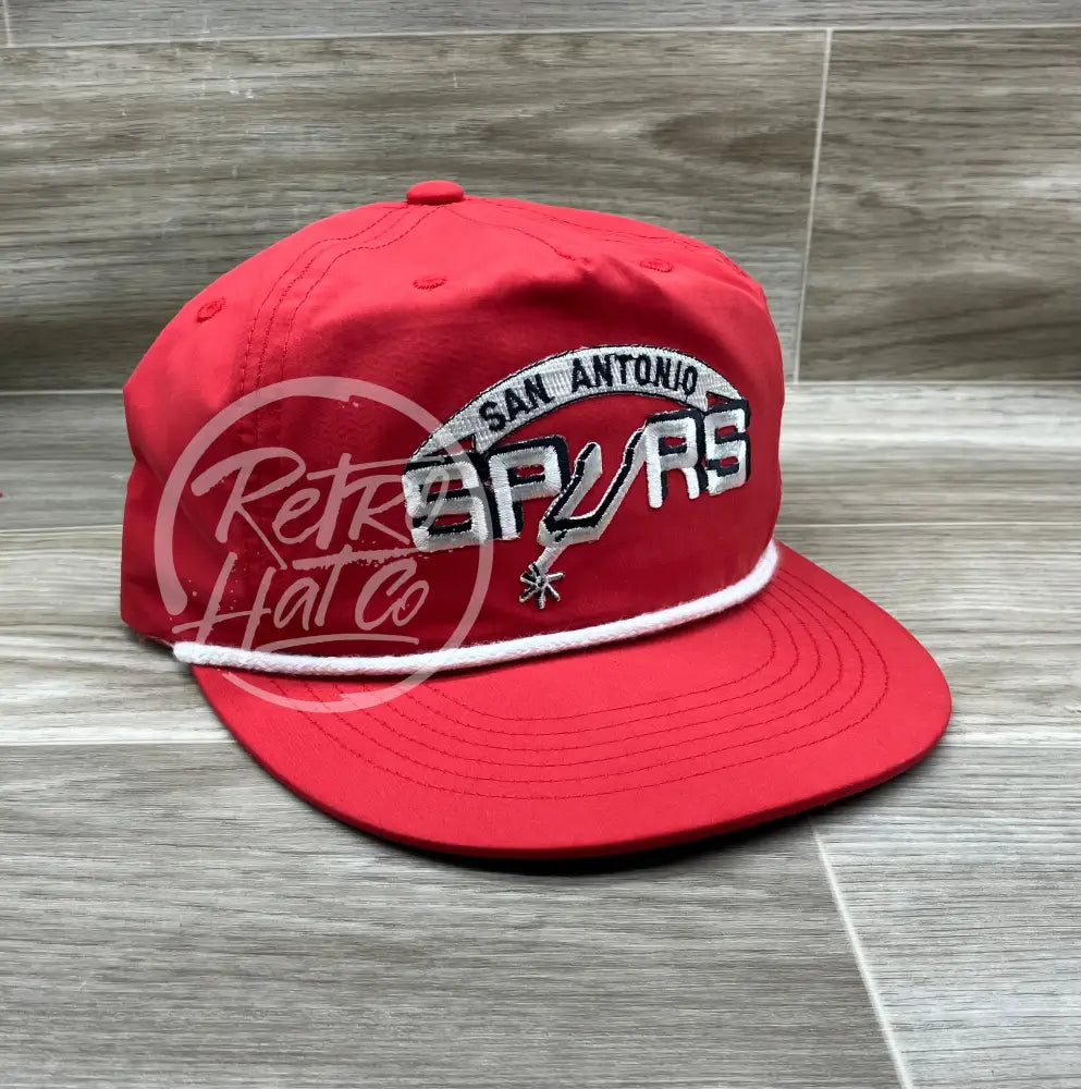 Vintage 90s San Antonio Spurs Patch on Red Poly Rope Hat