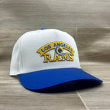 Vintage 90s Los Angeles Rams Patch on White/Blue Retro Hat