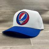 Grateful Dead Lightning Skull (Steal Your Face) on Blue/White Retro Rope Hat