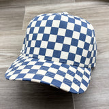 Blank Natural/Blue Denim Checkered / Vans Style Retro Hat
