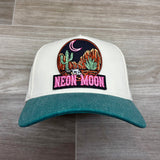 Neon Moon Patch on Natural/Teal Denim Retro Hat