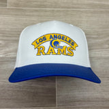 Vintage 90s Los Angeles Rams Patch on White/Blue Retro Hat