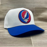 Grateful Dead Lightning Skull (Steal Your Face) on Blue/White Retro Rope Hat