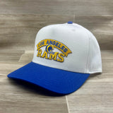 Vintage 90s Los Angeles Rams Patch on White/Blue Retro Hat
