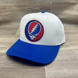 Grateful Dead Lightning Skull (Steal Your Face) on Blue/White Retro Rope Hat