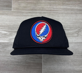 Grateful Dead Lightning Skull (Steal Your Face) Patch on Black Classic Rope Hat