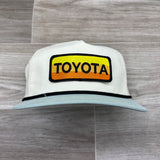 Retro Toyota Patch on 2-Tone Cream/Seafoam Green Retro Snapback Hat w/ Black Rope