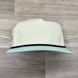 Armadillo Patch on 2-Tone Cream/Seafoam Green Retro Snapback Hat w/ Black Rope