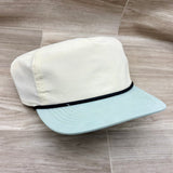 Armadillo Patch on 2-Tone Cream/Seafoam Green Retro Snapback Hat w/ Black Rope