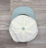2-Tone Cream/Seafoam Green Retro Snapback Hat w/ Black Rope