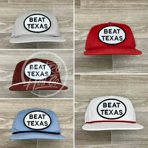 Beat Texas Patch On Retro Rope Hat Ready To Go