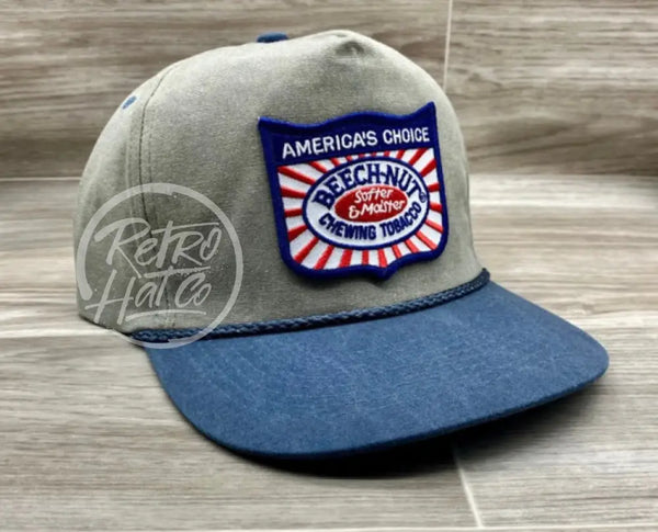 Beech Nut Chew Patch On Sand/Indigo Stonewashed Retro Rope Hat Ready To Go