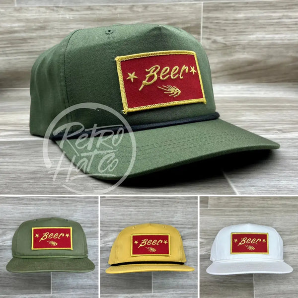 Beer / Wheat Patch On Retro Rope Hat Ready To Go