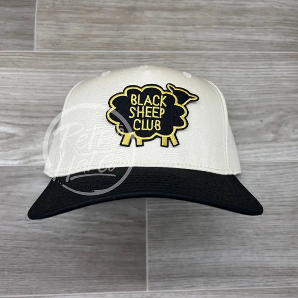 Black Sheep Patch on Natural/Black 2 Tone Retro Hat Ready to Go