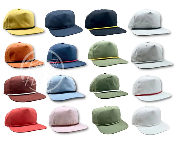 Blank Cotton/Poly Retro Rope Hat With Snapback Hats