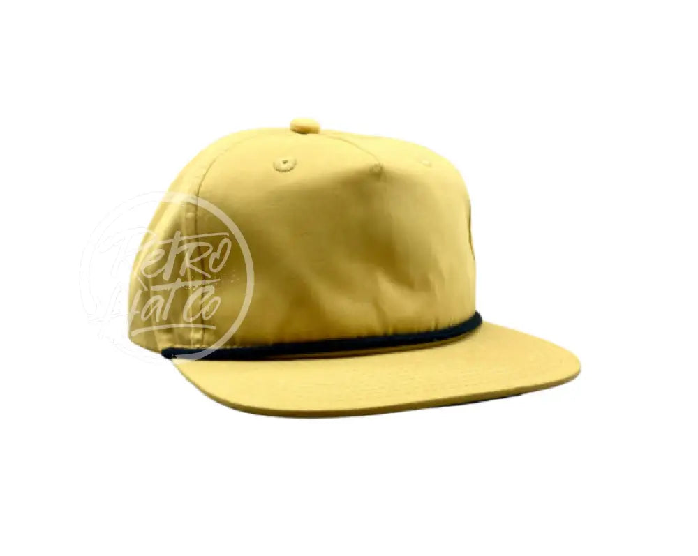 Blank Cotton/Poly Retro Rope Hat with Snapback Mustard w/Black Rope