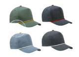 Blank Solid Stonewashed Canvas Hat W/Colored Rope Hats