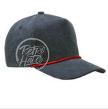 Blank Solid Stonewashed Canvas Hat W/Colored Rope Hats