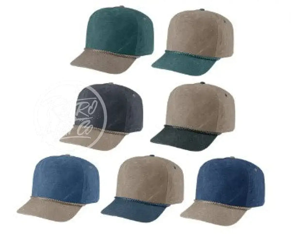 Blank Two-Tone Stonewashed Canvas Rope Hat Hats