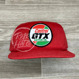 Castrol Gtx Motor Oil Patch On Retro Rope Hat Solid Red Ready To Go