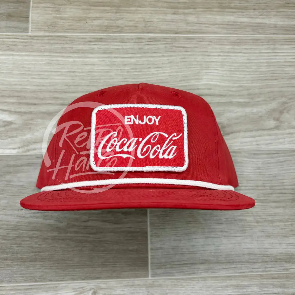 Coke (Coca-Cola) Patch on Red Retro Hat w/White Rope display picture 3