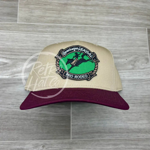 Cope / Skoal Pro Rodeo on Beige/Maroon 2 Tone Retro Hat Ready to Go