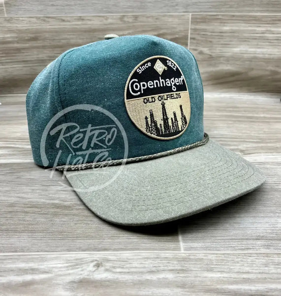 Copenhagen Oilfield Patch On Retro Stonewashed Rope Hat Teal / Sand Ready To Go