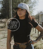 Cowboys Stay on Longer on Natural/Black Retro Hat Ready to Go