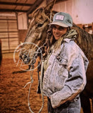 Cowboys Stay On Longer Patch On Stonewashed Two-Tone Retro Rope Hat Ready To Go
