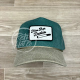 Dive Bar Darlin Patch On 2-Tone Stonewashed Retro Rope Hat Teal/Sand Ready To Go