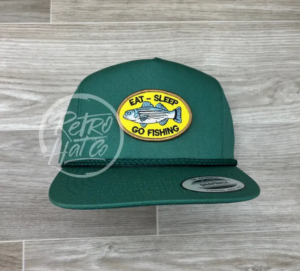 Eat Sleep Fish Patch on Classic Rope Hat