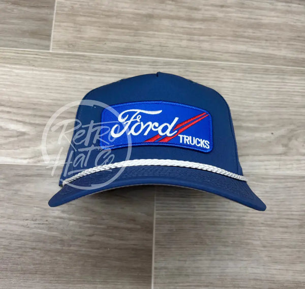 Ford Trucks Patch on Blue Poly Rope Hat Ready to Go