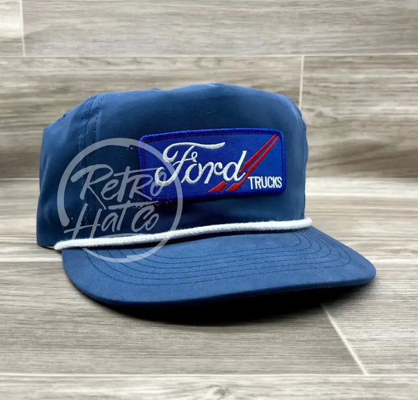 Ford Trucks Patch On Blue Poly Rope Hat Royal Ready To Go