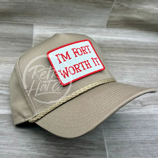 Fort Worth It Patch on Tall Tan Retro Rope Hat