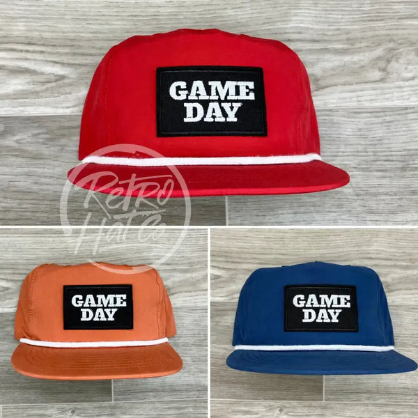 Game Day Patch On Retro Poly Rope Hat Ready To Go