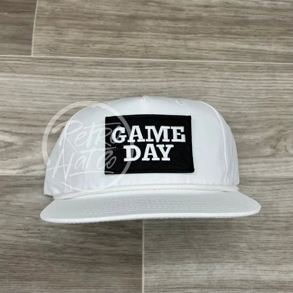 Game Day Patch On Retro Rope Hat Solid White Ready To Go