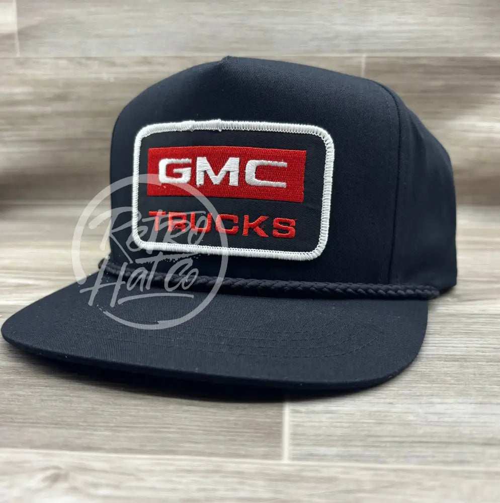 GMC Trucks Patch on Black Classic Retro Rope Hat