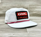 Gmc Trucks Patch On White Retro Hat W/Red Rope Ready To Go