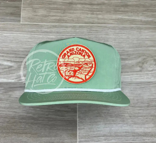 Grand Canyon (Circle) On Retro Poly Rope Hat Green Ready To Go