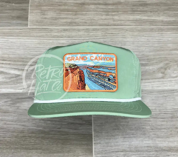 Grand Canyon (Rectangle) Patch On Green Poly Retro Rope Hat Ready To Go