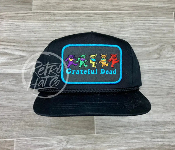 Grateful Dead 5 Bears On Black Classic Rope Hat Ready To Go