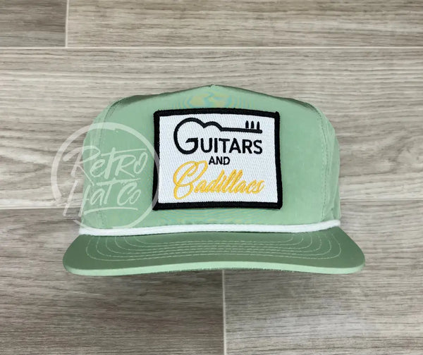 Guitars & Cadillacs On Green Poly Retro Rope Hat Ready To Go