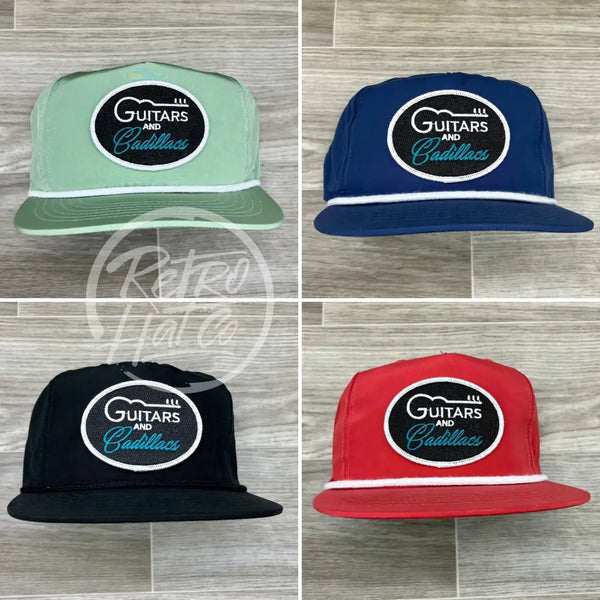 Guitars & Cadillacs (Oval) On Poly Retro Rope Hat Ready To Go