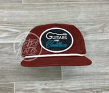 Guitars & Cadillacs (Oval) On Retro Rope Hat Maroon W/White Ready To Go
