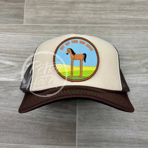 High Horse on Beige/Brown Meshback Trucker Hat Ready to Go