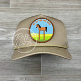 High Horse on Tall Tan Retro Rope Hat Ready to Go