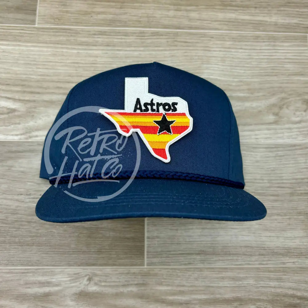 Houston Astros Texas Patch on Blue Classic Rope Hat