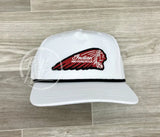 Indian Motorcycle Chief Headdress (Maroon) On Retro Rope Hat White W/Black Ready To Go